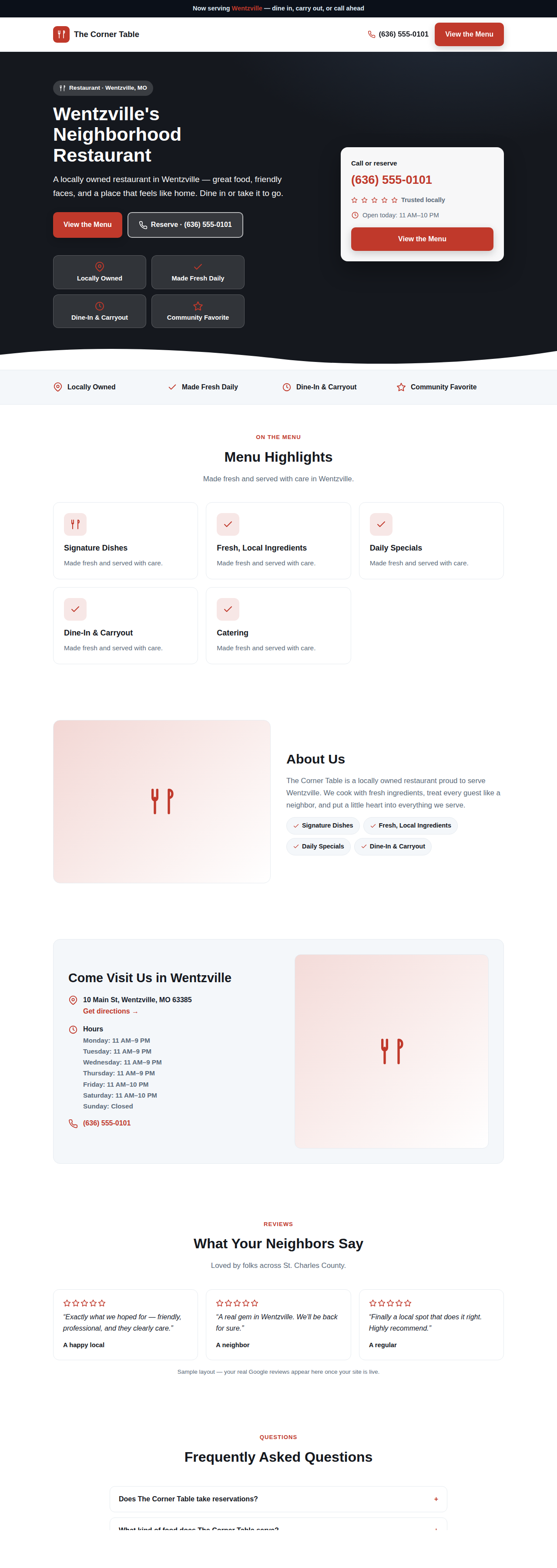 Generated restaurant site demo
